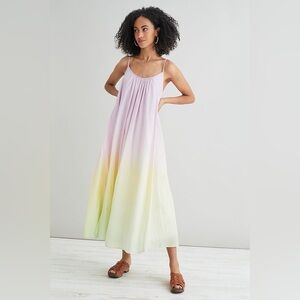 Anthropologie Olivia Rubin Aurora Dip-Dye Pastel Ombre Maxi Dress 2/4/6